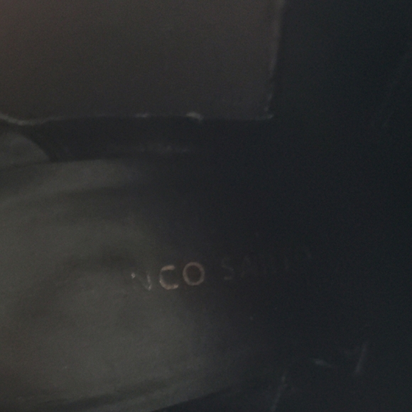 EUC Franco Sarto Idrina Black Suede Ankle Boots Gold Straps Sz 7.5M - Picture 8 of 10